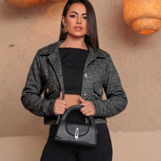 Casaco Lã Batida Com Botão Y Bolso em Oferta na Shopee