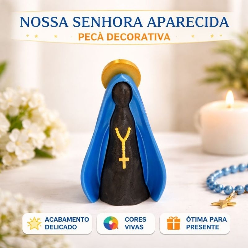 Imagem Nossa Senhora Aparecida Decorativa – Escultura Religiosa Católica, Presente Especial em PLA