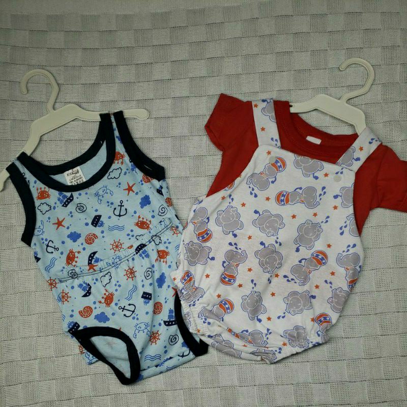 kit roupa bebê menino jardineira,romper e camiseta com cueca menino 100% algodão veste RN a 4 meses