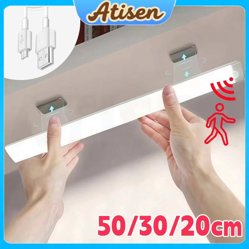 50/30/20CM Luzes Recarregáveis com Sensor de Movimento para Baixo do Armário Luz Noturna USB Sem Fio