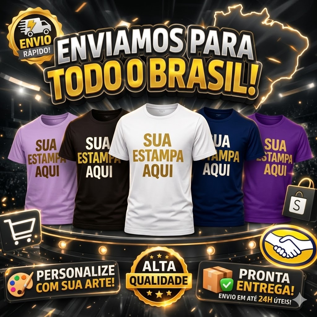Camiseta Personalizada Com Sua Estampa Frase 100% Algodão em Oferta na Shopee