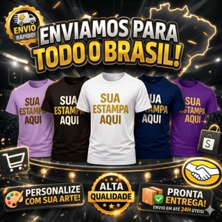 Camiseta Personalizada Com Sua Estampa Frase 100% Algodão em Oferta na Shopee