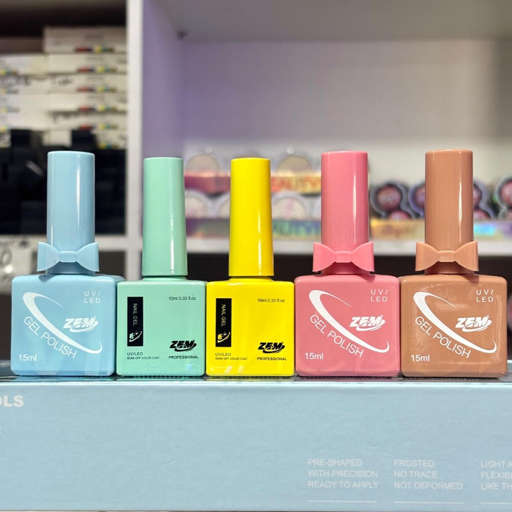 Kit c/5 Esmalte Zem QUADRADA Nail Gel Soak Off Color Coat 10ml Uv/Led Embalagem QUADRADA