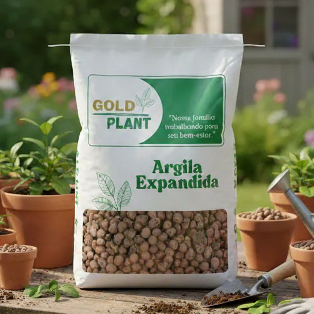 Argila Expandida 3L, 10L ou 20 Litros Modelo 3222 2215 ou 1506 Drenagem Decoração Gold Plant