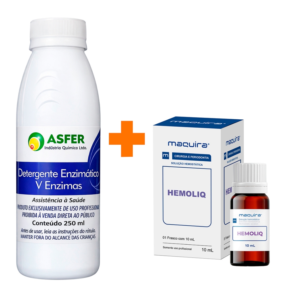 Kit Higiene e Limpeza - Hemoliq + Detergente Enzimático 3/5 Enzimas - Para Manicures
