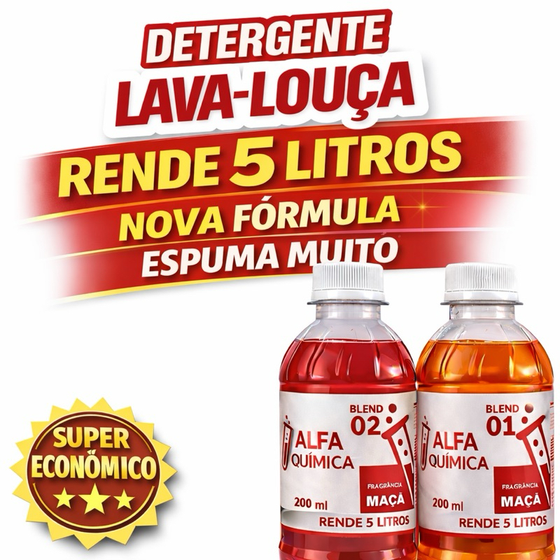 Imagem BASE KIT DETERGENTE LAVA LOUÇA MAÇA (BLEND) 2X200ML - RENDE 05 LITROS
