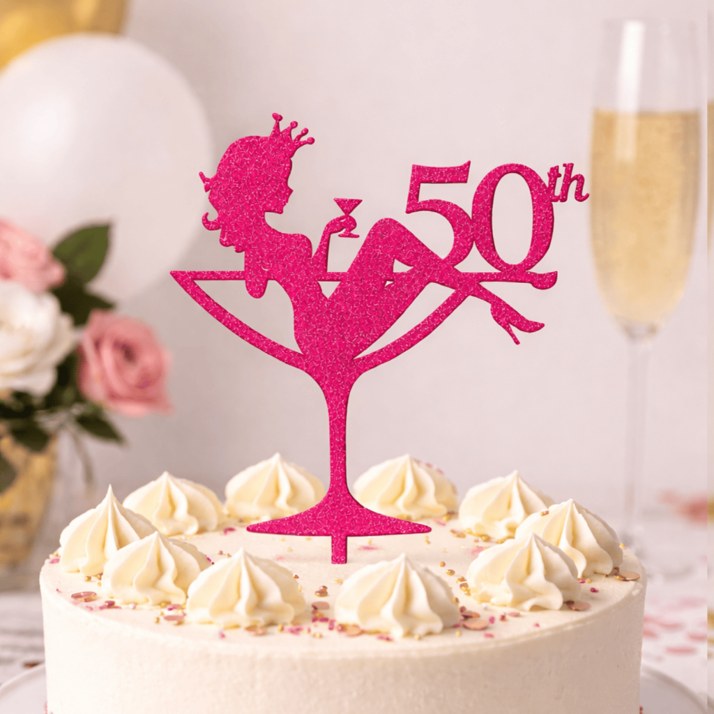 Topo de Bolo 50 Anos Luxo Topper Decorativo Sapato Festa Aniversário Bodas de Ouro