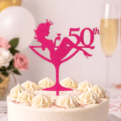 Topo de Bolo 50 Anos Luxo Topper Decorativo Sapato Festa Aniversário Bodas de Ouro