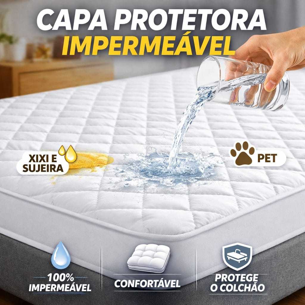 Capa Protetora Colchão Impermeável Matelada Elástico 360° Antiácaro Lavável Solteiro Casal Queen King
