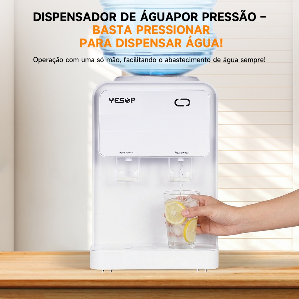 YESOP Bebedouro De Mesa De Água Bivolt 127V-220V Água Gelada E Natural Galão 10-20 Litros Branco · foto 2