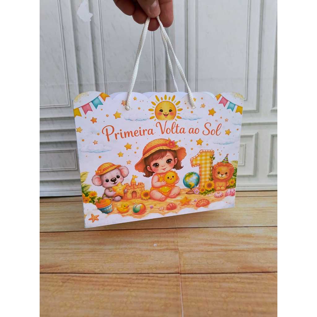 Sacola Personalizada 20x15x7 Primeira volta ao sol menino ou menina