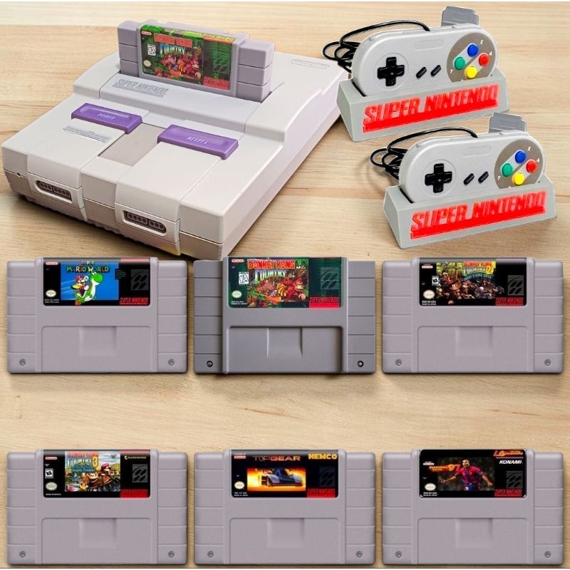 Super Nintendo Nintendo Anos 90 Super Mario World +2 Controles Snes Completo — R$ 2.489,90 em Shopee