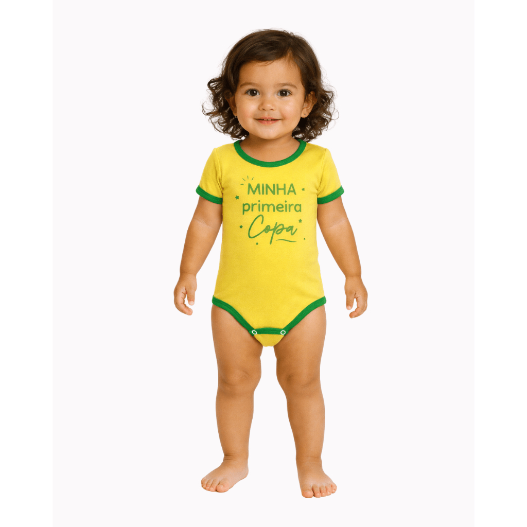 Body Brasil Manga Curta Bebê Gola Envelope Menino Menina 0 a 18 meses
