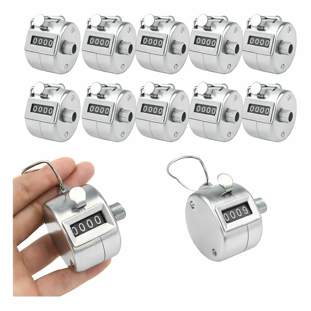 Kit 12 Contadores Estatísticos De Pessoas 4 Díg Manual Inox