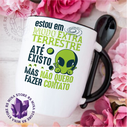 Detalhes do Caneca ET Alienígena Hoje não faço Contato em Cerâmica Diversas Cores