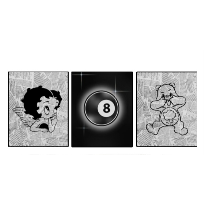 Quadros Decorativos Betty Boop Ursinhos Carinhosos Vintage Retrô (3 peças)