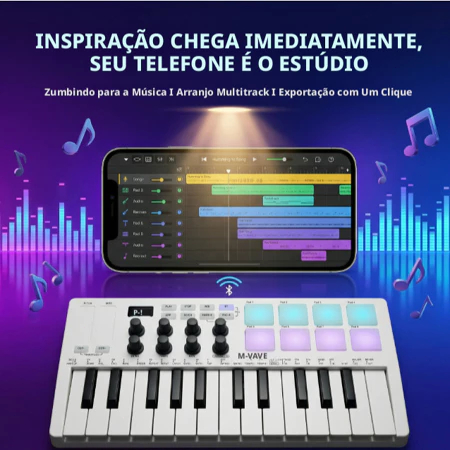 M-VAVE SMC-Mixer Wireless MIDI Controller Mixing Console BT Connection USB Controller Mixer for Most Electroacoustic Ins