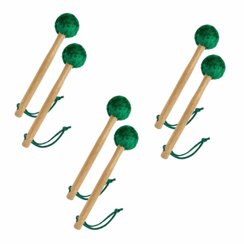 Kit C/6 Maçanetas Ponta Pelúcia Verde P/ Fanfarra / Surdo / Bumbo ( Baqueta / Banda Marcial )  - R2976