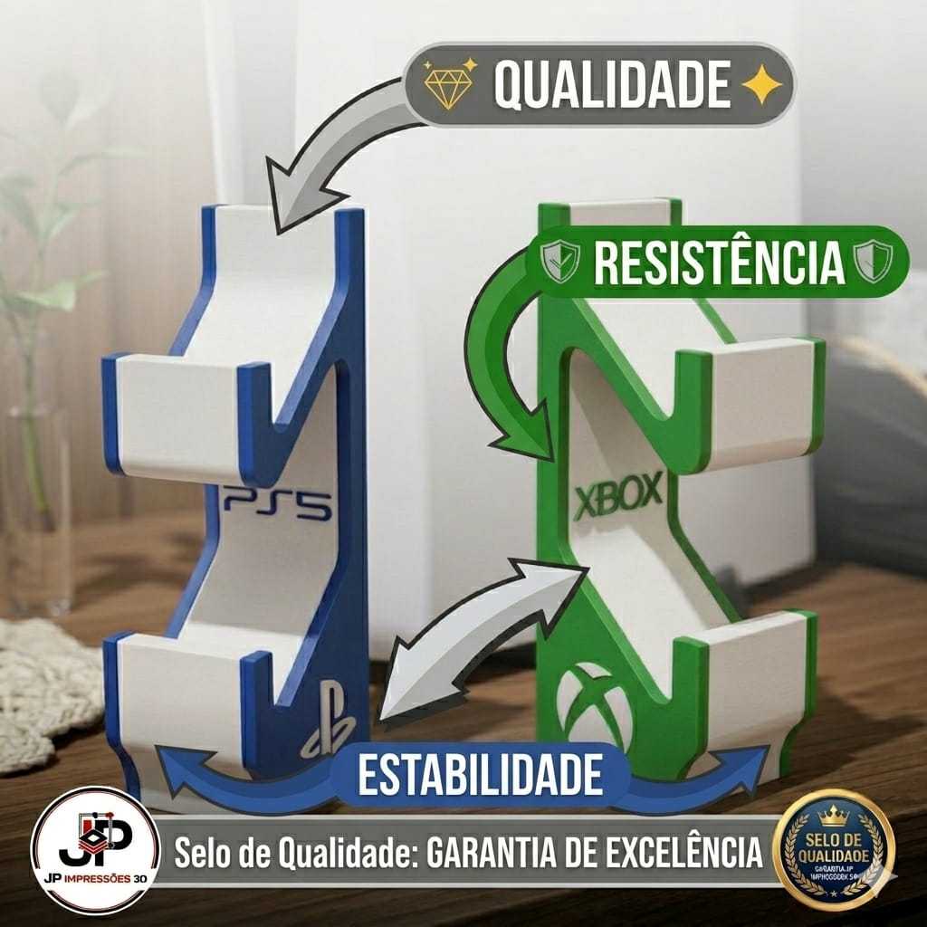 Suporte de Controle Gamer compatível com PS5 e Xbox Series S/X de Mesa Organizador Desk Setup