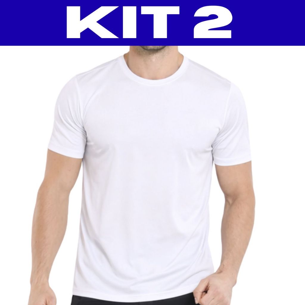 Kit 2 Camisetas Masculinas Lisas Básicas 100% Poliéster Sublimação Silkscreen