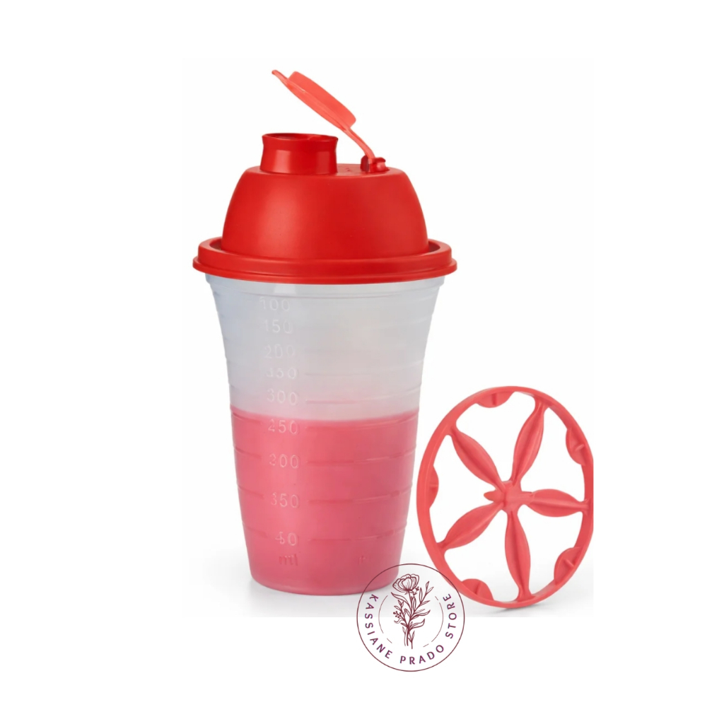 Tupperware Quick Shake 500ml Vermelho e Coral