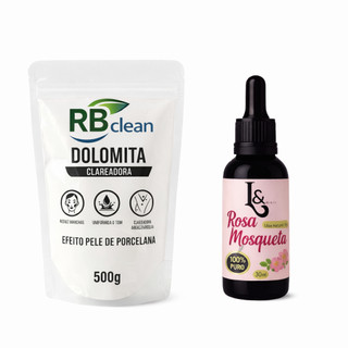 Óleo Vegetal Rosa Mosqueta 100% Puro e Natural 30ml Com Dolamita Clareadora 500g Super Clareador