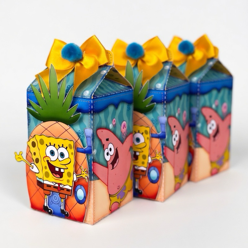 Kit 10 Unidades Caixa Milk Bob Esponja Luxo  Personalizada Nome - Papel Fotográfico Brilho