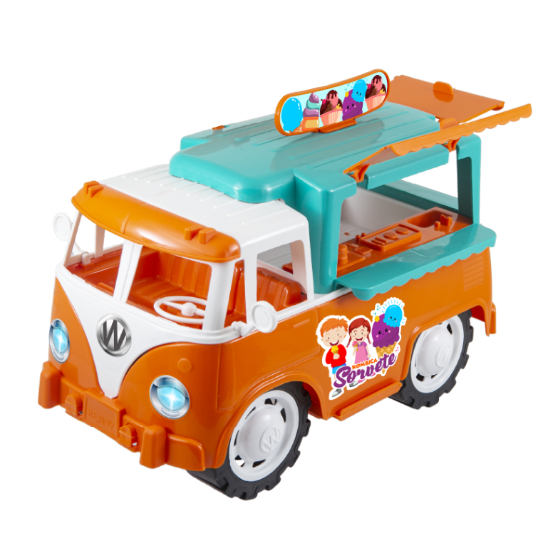 Carrinho Brinquedo Kombi Kombica Gelatto Sorvete Food Truck | 30cm | Portas que Abrem | QUEEN SHOP em Oferta na Shopee