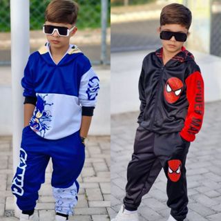 Conjunto Infantil Menino Estilo Heroi Aranha Casaco Capuz e Calça Moletinho Agasalho Inverno 4 ao 12 em Oferta na Shopee