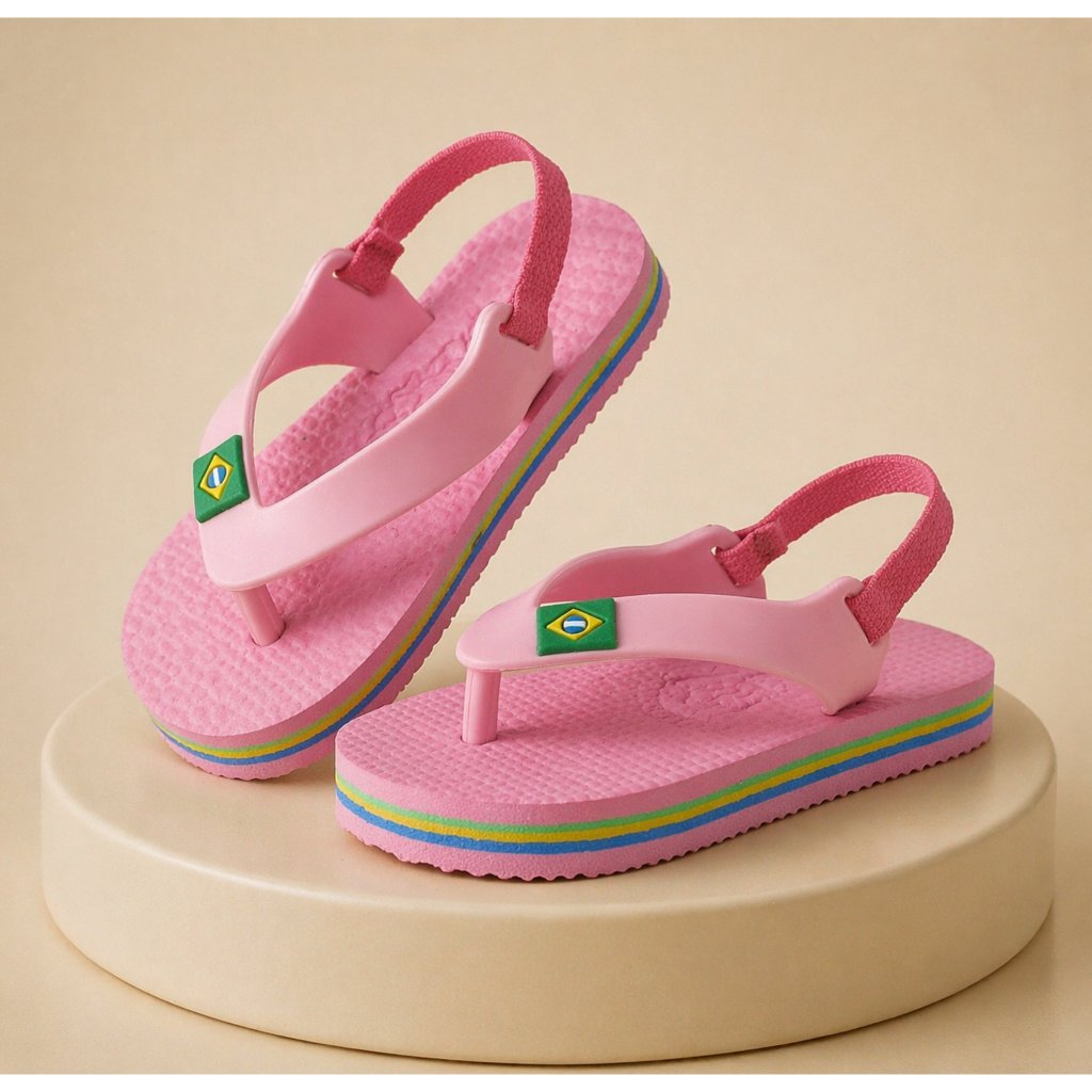 Chinelo Sandália Infantil Menina Rosa Antiderrapante Confortável com Elástico – Leve e Macia