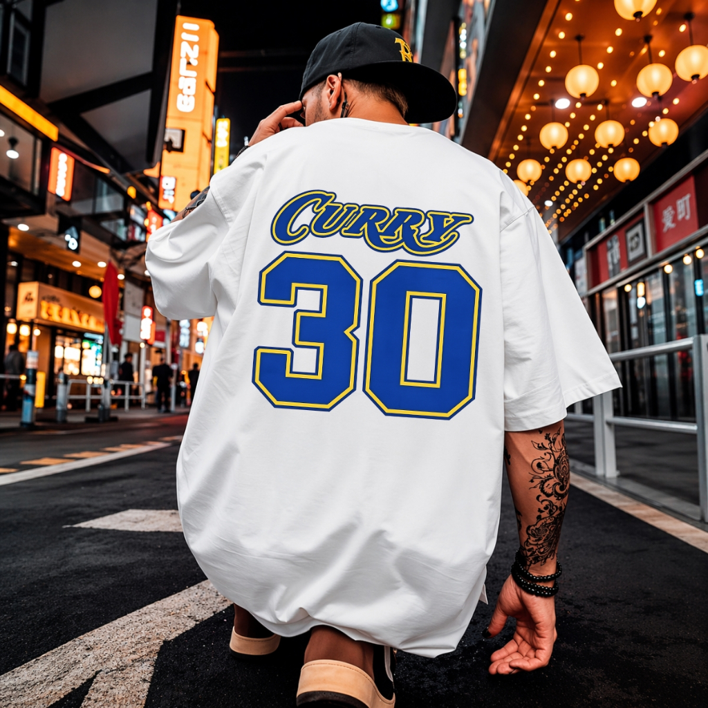 Camiseta Oversized Algodão Estampada Golden State Warriors Jogador Curry 30 Basketball Lançamento