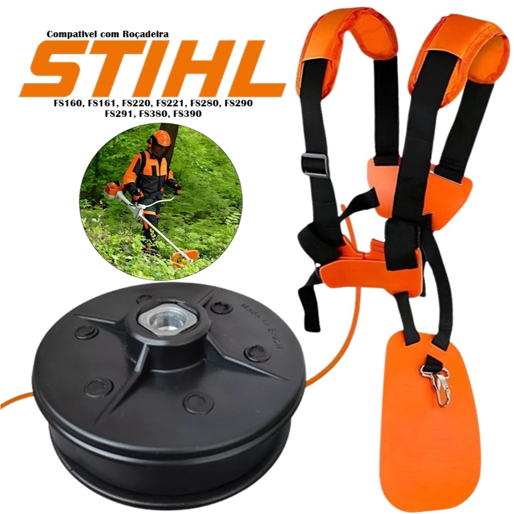 Cinto Duplo Profissional + Carretel P/ Roçadeira Stihl FS160 FS220 FS280 FS300 FS380