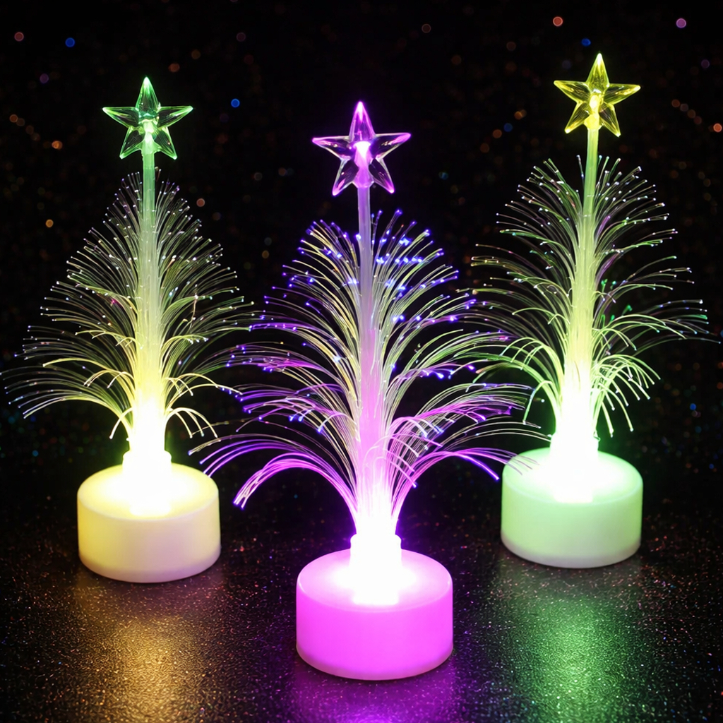 Kit Árvore de Natal Luminosa Ornamentos Luminosos Led Piscando Árvore Fibra Óptica Cores Diferentes