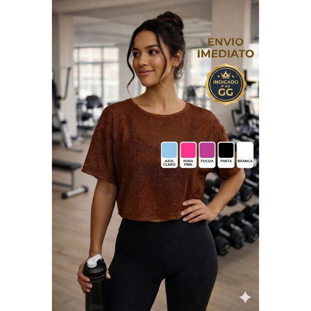 Blusa Tule Arrastão Feminina Fitness Academia Leve Respirável Estilo Moda Treino do P ao GG