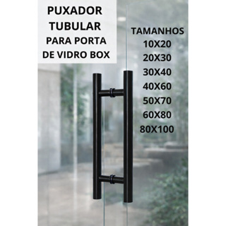 Puxador Tubular Preto Para Porta De Vidro Madeira em Oferta na Shopee