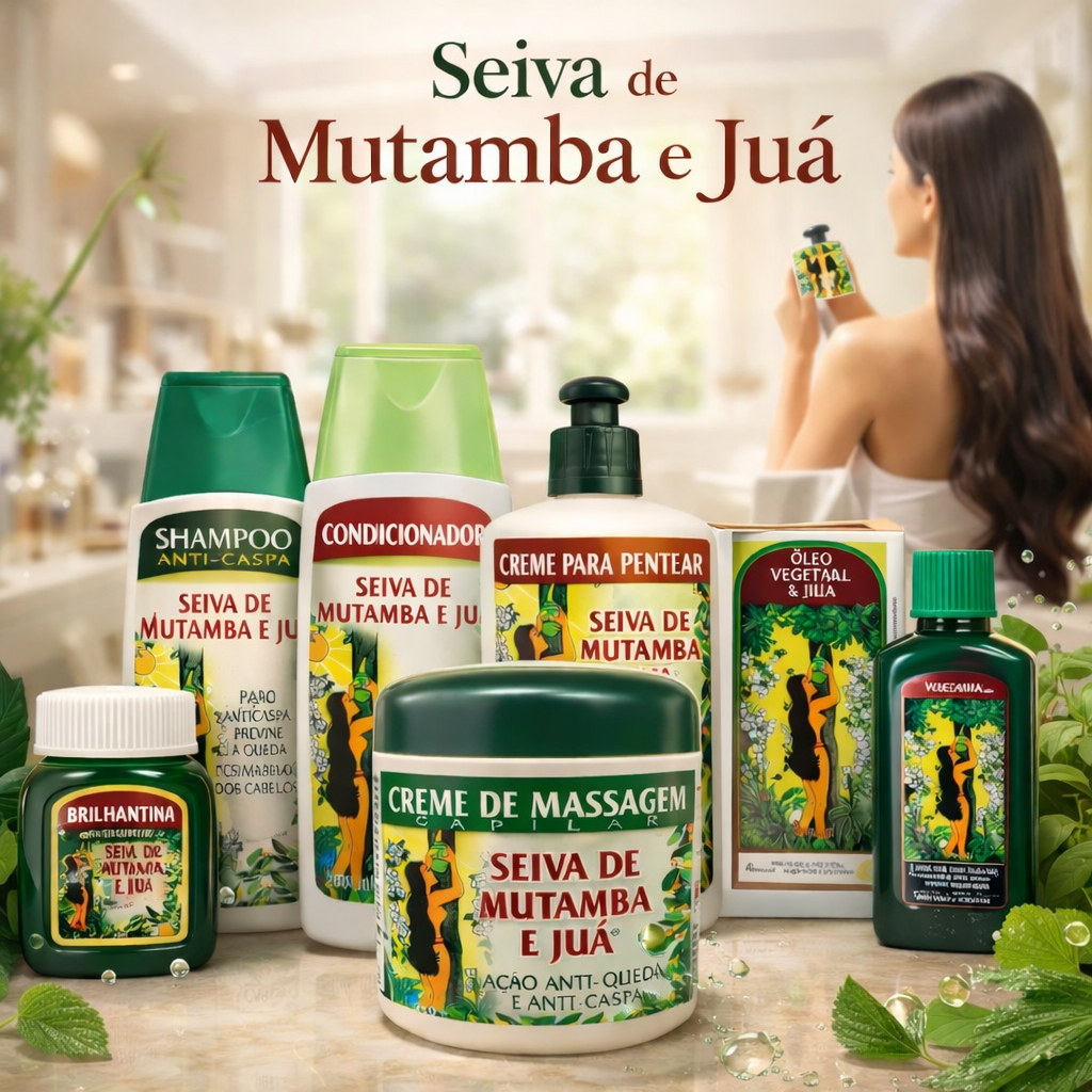 Kit Completo Jaborandi Crescimento Capilar Anti Queda Mutamba Juá Tratamento Capilar