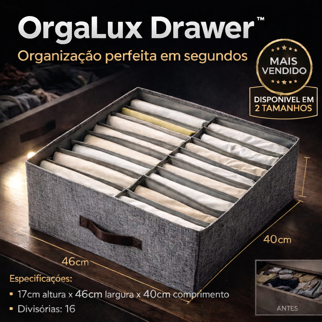Organizador Multiuso 16 Divisórias Resistente Prático Gaveta Roupas armário Casa Escritório Cinza