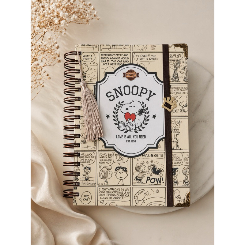 Caderno Snoopy Pequeno Tamanho A5 Folhas Decoradas Vintage