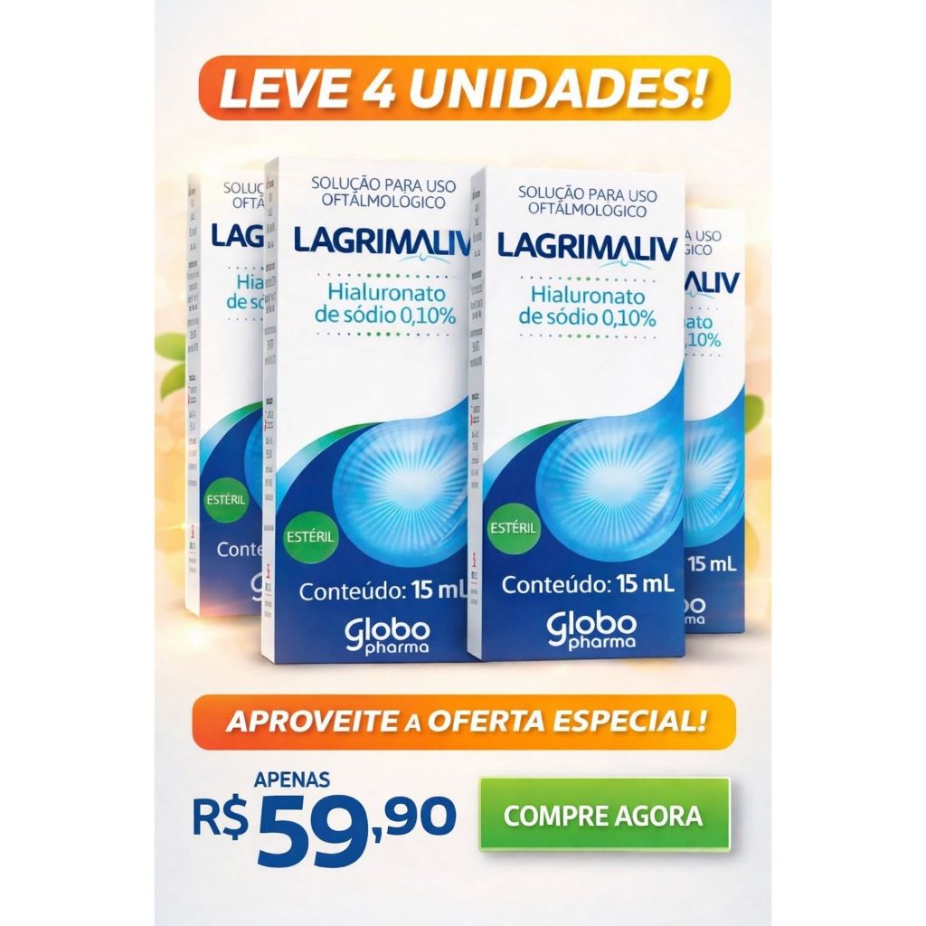 Hialuronato De Sódio - Lagrimaliv 0,10% Solução Oftálmica 15Ml 4 unidades
