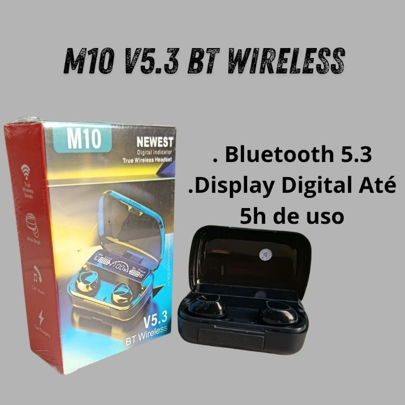 Fone Bluetooth M10 TWS Sem Fio Display LED Android iPhone Grave Forte Microfone