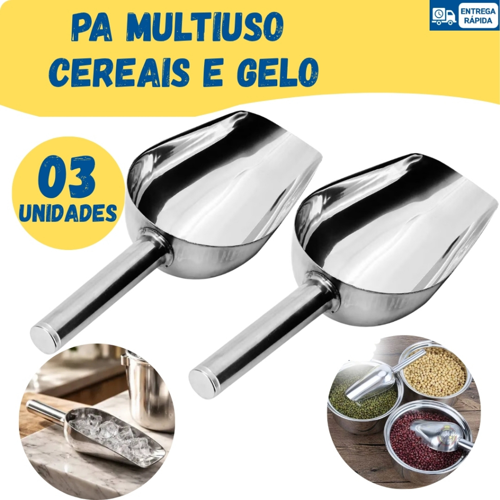 Kit 03 ou 02 Pá Dosadora Multiuso Gelo Cereais Grãos Mantimentos Cozinha