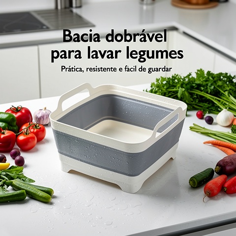 Cesto dobrável para pia de cozinha, bacia dobrável quadrada para lavar vegetais, escorredor telescópico, estrutura portá