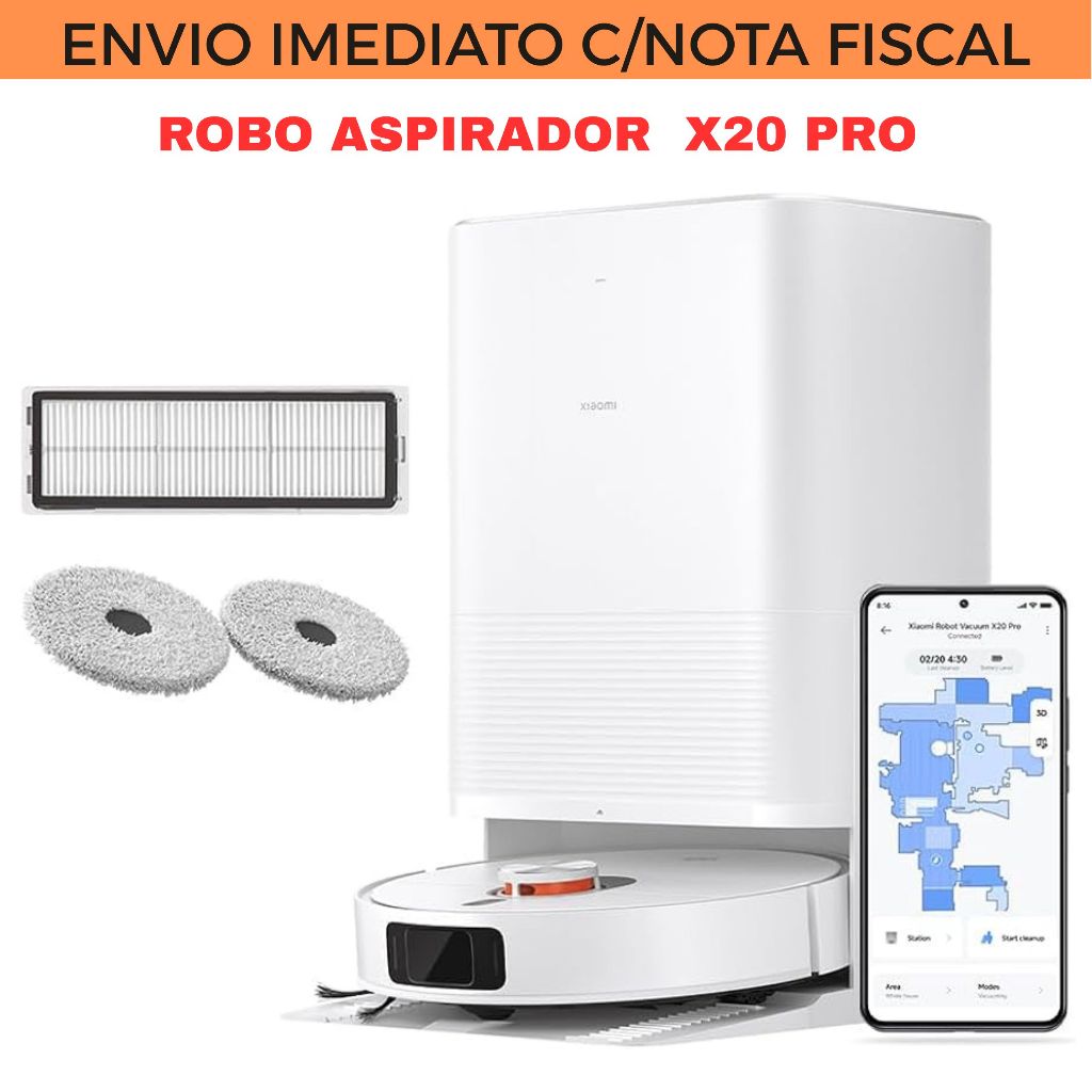 Robô Aspirador X20 PRO Lançamento 2025 110/220volts - Limpeza inteligente com mapeamento 3D