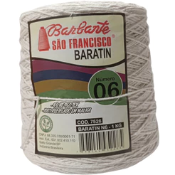 Barbante BARATIN nº06 1kg . CRU - Algodão reciclado. Linha Para Crochê. Tapete Crochê.