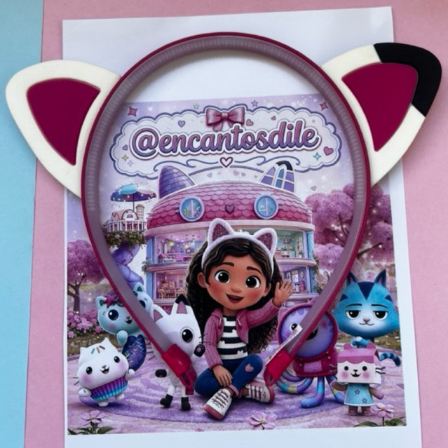Tiara Gatinho Casa Mágica da Gabby Arco Rosa Pink Confortável Não Aperta