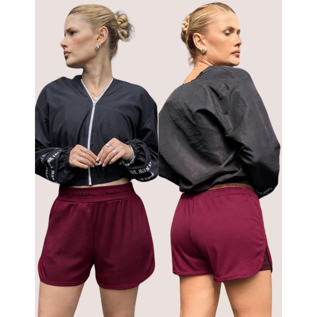 Shorts Fitness Cintura Alta  Academia Com Bolso Porta Celular Bermuda Feminino Zero Transparência