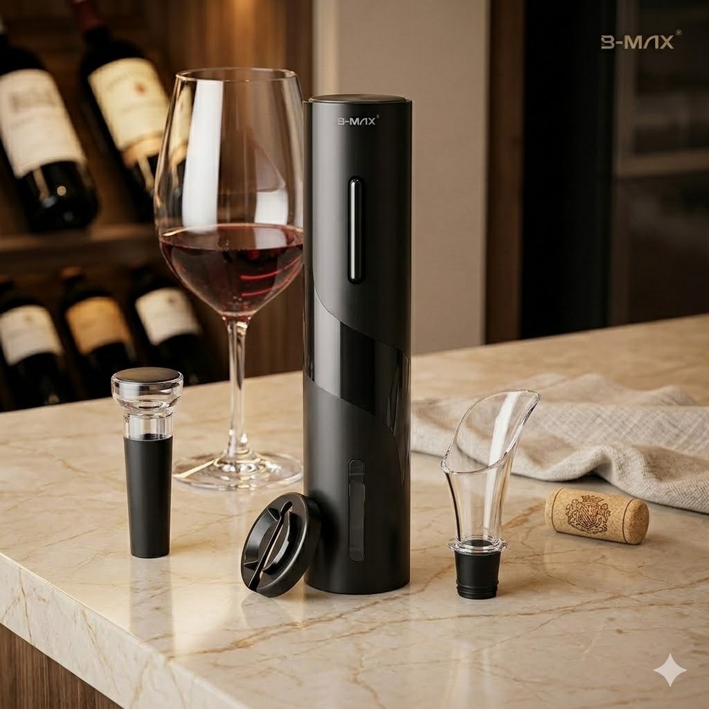 Saca Rolhas Abridor De Vinho Elétrico Automático Prático Profissional Kit 4 Peças Premium