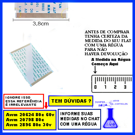 Cabo Flat 68 Vias 6cm P/ Tv Aoc 43 Modelo 43s5135/78g