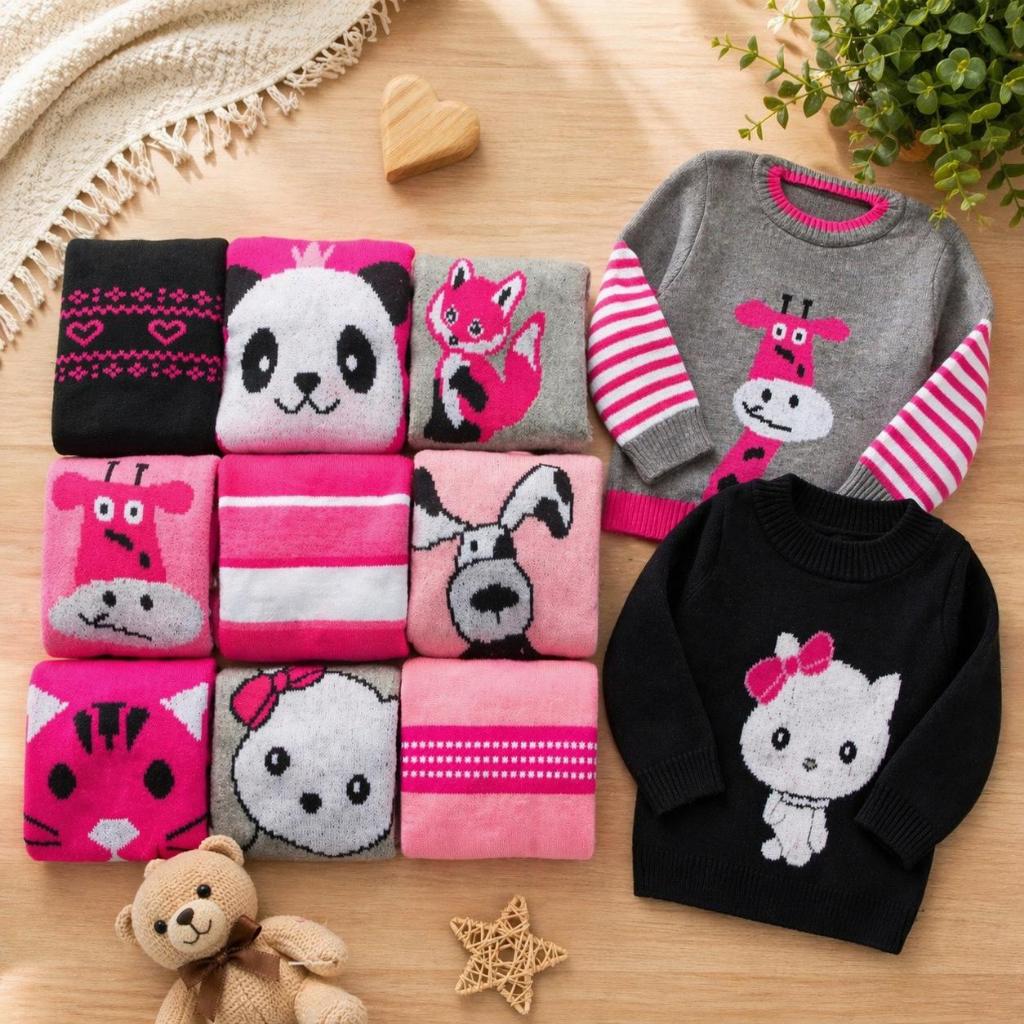 Kit com 3 Blusas de Lã Infantil Para Menina