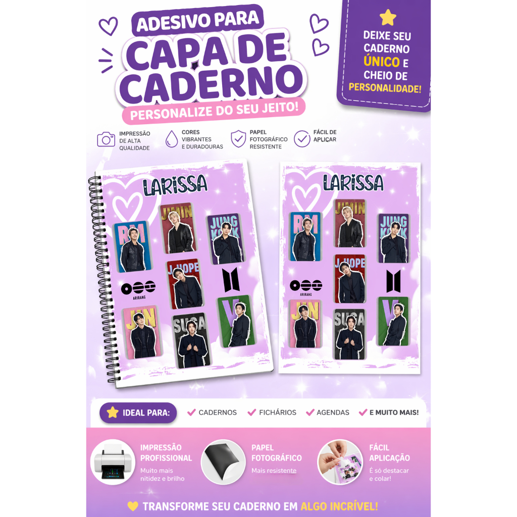Adesivo Premium BTS Arirang - Personalize seu Caderno agora! 🚀 - Deixe seu Material com a sua Cara! K-pop